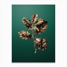 Gold Botanical Hungarian Oak on Dark Spring Green n.1246 Canvas Print