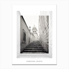 Poster Of Dubrovnik, Croatia, Black And White Old Photo 4 Canvas Print