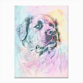 Pastel Tibetan Mastiff Dog Pastel Line Illustration  1 Canvas Print