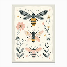 Colourful Insect Illustration Bee 11 Canvas Print