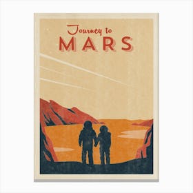 Journey to Mars — Vintage space poster, retro space art, propaganda poster, retrofuturism, retro sci-fi Canvas Print