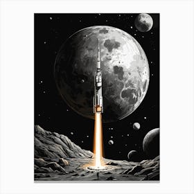 Rocket In Mercury Planet Canvas Print
