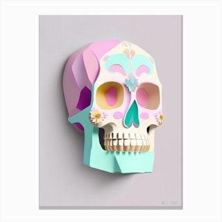 Sugar Skull Day Of The Dead Inspired Skull Paul Klee Canvas Print
