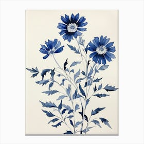 Blue Botanical Asters 5 Canvas Print
