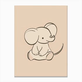 Cute Elephant Drawing - Boho, Line Art Canvas Print