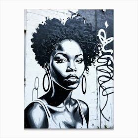 Graffiti Mural Of Beautiful Black Woman 270 Canvas Print