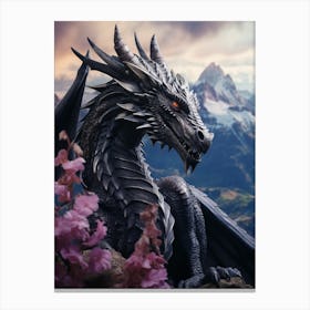 Dragon and Flowers Canvas Print