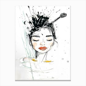 Girl In The Shower Canvas Print