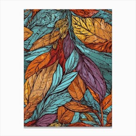 Autumn Leaves Seamless Pattern Canvas Print