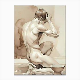 Nude Boy With A Bowl Of Water Canvas Print