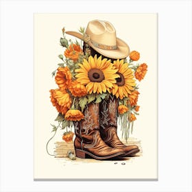 Western Flowers And Boots 2 Canvas Print