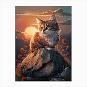 Cat At Sunset 1 Canvas Print