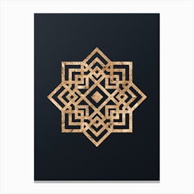 Abstract Geometric Gold Glyph on Dark Teal n.0299 Canvas Print