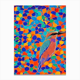 Kingfisher Yayoi Kusama Style Illustration Bird Canvas Print
