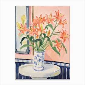 A Vase With Lily, Flower Bouquet 1 Canvas Print
