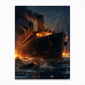 Titanic Sinking Ship Illustration 1 Canvas Print