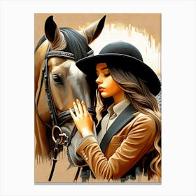 Girl With Horse Canvas Print