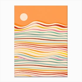 Minimal Abstract Retro Sea Of Change Sunrise Orange Canvas Print