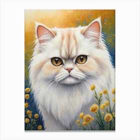 Beautiful Persian Cat With Flowers Canvas Print