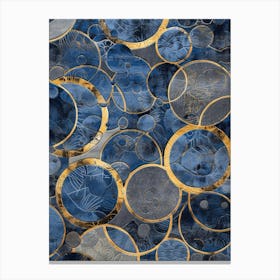 Circles In Blue And Gold 3 Canvas Print