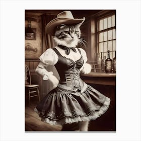 Cowgirl Cat Canvas Print