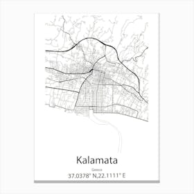 Kalamata,Greece Minimalist Map Canvas Print