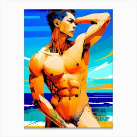 Nude Gay Male Beach Scene Canvas Print