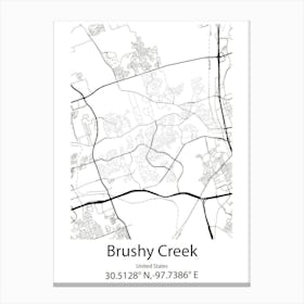 Brushy Creek,United States Minimalist Map Canvas Print