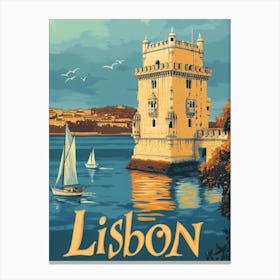 Aihrgdesign A Classic 1960s Travel Poster For Lisbon 2 Canvas Print