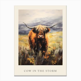 Cow In The Storm Poster Canvas Print