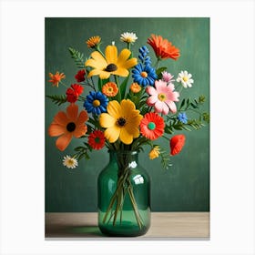 Colorful Flowers In A Vase 2 Canvas Print