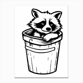 A Minimalist Line Art Piece Of A Tanezumi Raccoon 3 Canvas Print