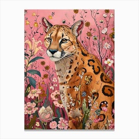 Floral Animal Painting Cougar 3 Canvas Print
