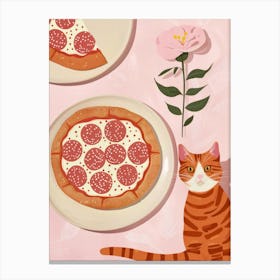 Cat And Pizza 5 Canvas Print