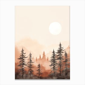 Watercolour Of Olympic National Forest   Washington Usa 2 Canvas Print