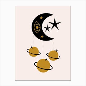 Moon Stars And Planets Canvas Print