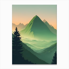 Misty Mountains Vertical Composition In Green Tone 198 Canvas Print
