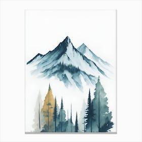 Mountain And Forest In Minimalist Watercolor Vertical Composition 63 Canvas Print