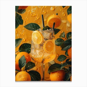 Cocktail With Oranges And Leaves 3 Canvas Print