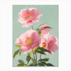 Camellia Flowers Acrylic Pastel Colours 3 Canvas Print