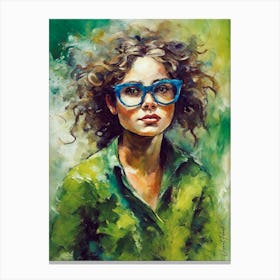 Fairytale Girl With Blue Glasses Canvas Print