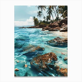Tropical Beach With Palm Trees 2 Canvas Print