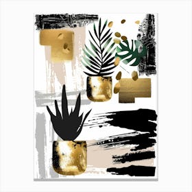 Gold And Black Abstract Painting 35 Canvas Print