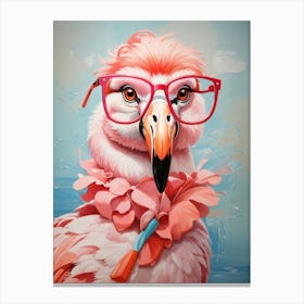 Flamingo In Glasses Canvas Print