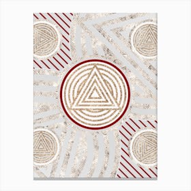 Geometric Glyph Abstract in Festive Gold Silver and Red n.0079 Canvas Print