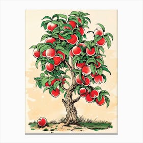 Peach Tree Storybook Illustration 2 Canvas Print
