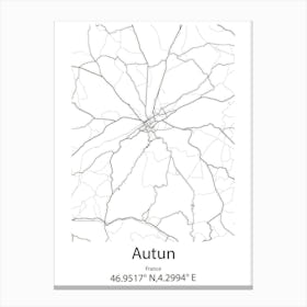 Autun,France Minimalist Map Canvas Print