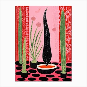 Pink And Red Plant Illustration Snake Plant 1 Canvas Print