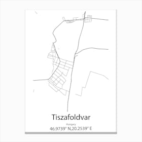 Tiszafoldvar,Hungary Minimalist Map Canvas Print