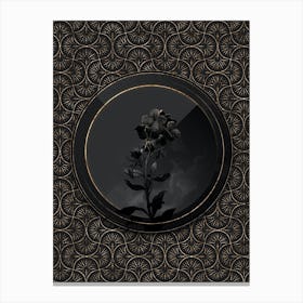 Shadowy Vintage Yellow Wallflower Bloom Botanical in Black and Gold n.0129 Canvas Print